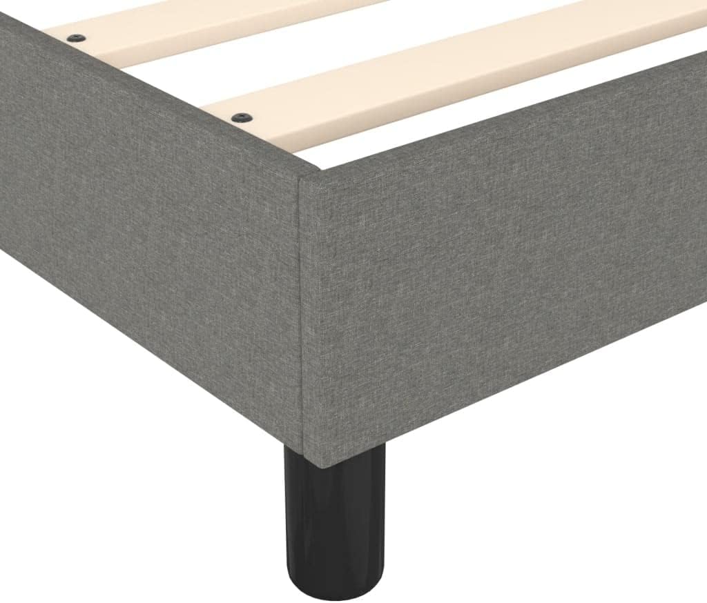 Twin Bed Frame with Platform Base Dark Gray Fabric Bedframe No Mattress Needed Sturdy Structure for Bedroom Furniture