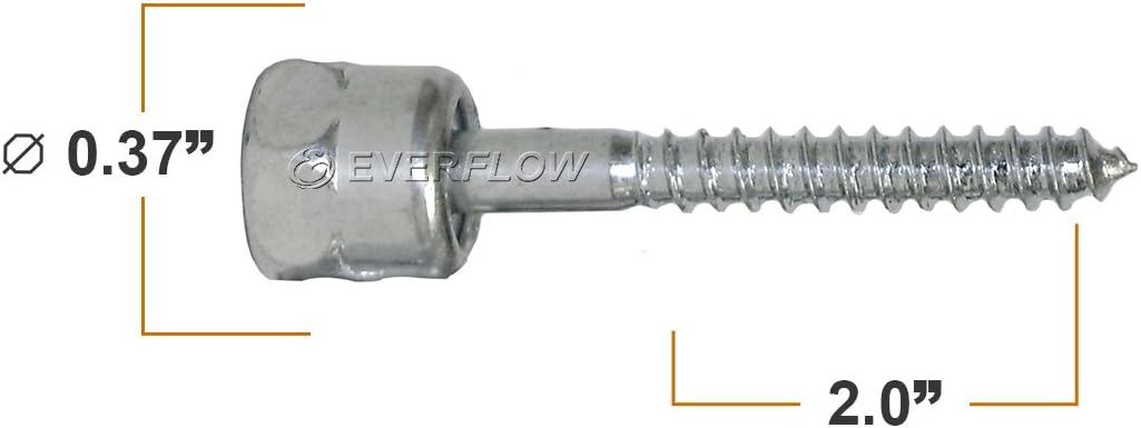 Everflow Sammys 8021957-100 SWG 20 3/8 Inch Screw Sidewinder Designed for Wood, Rod Hanger, Installs Horizontally, Steel with Zinc Plated, Corrosion Resistance, 1/4 x 2 Inch Screw Length (Pack of 100)