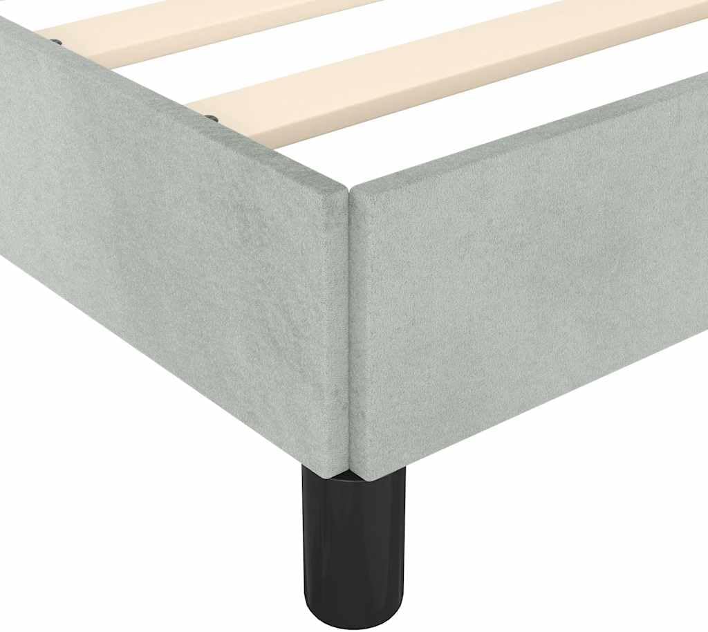 King Size Bed Frame with Headboard Light Grey Velvet Upholstered Platform Bed Frame Modern Minimalist Design Sturdy Engineered Wood Structure for Bedroom
