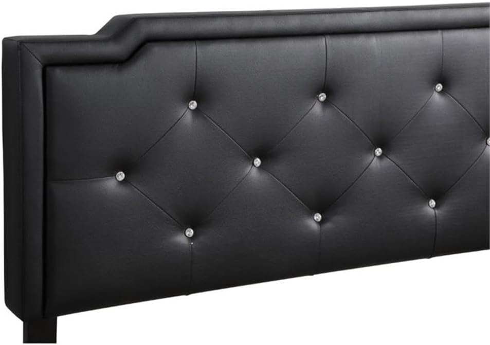 Glory Furniture Deb Velvet Upholstered Queen Bed in Black