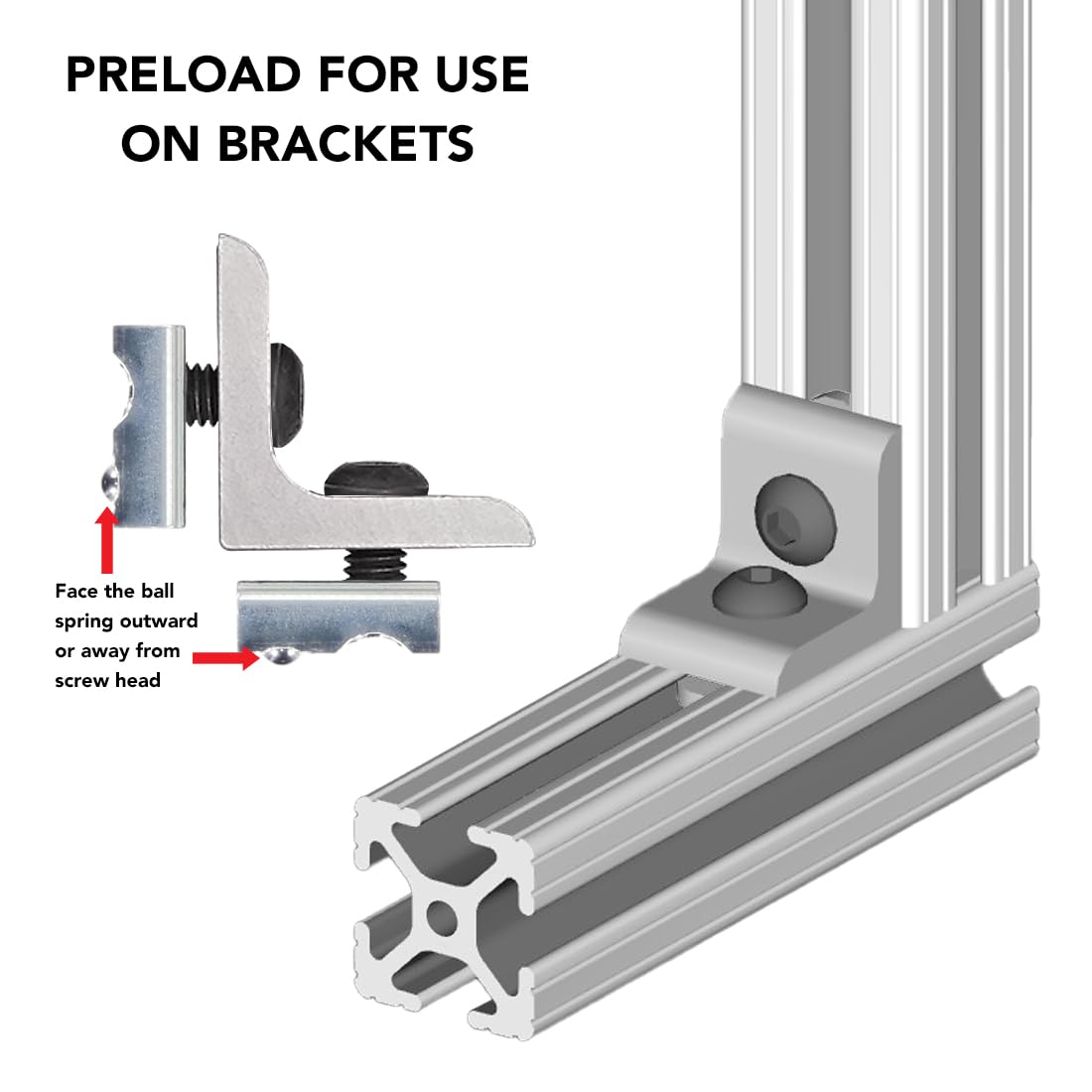 13037, 15 40 Series 1/4-20 Self Aligning Roll in T-Nut with Ball Spring Steel (1500 Pack)