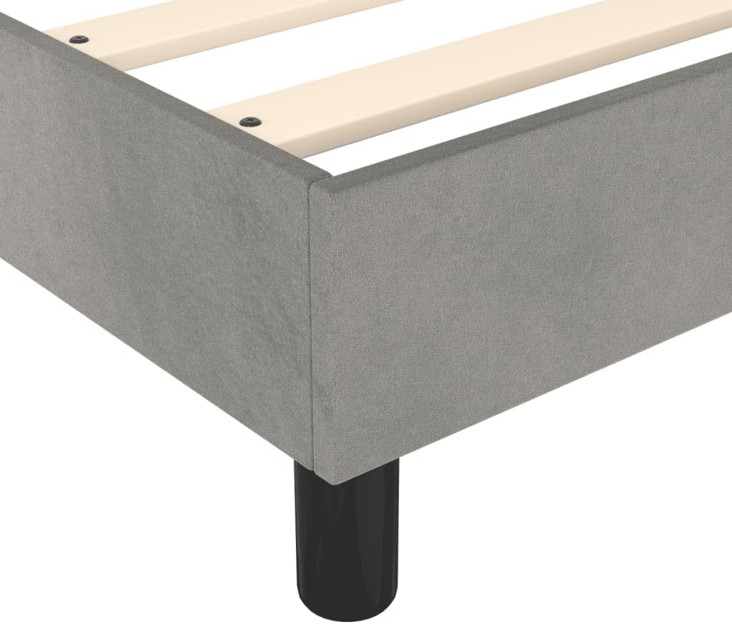Twin XL Bed Frame Light Gray Velvet Upholstered Platform Bed Frame Modern Minimalist Design for Bedroom Sturdy Construction