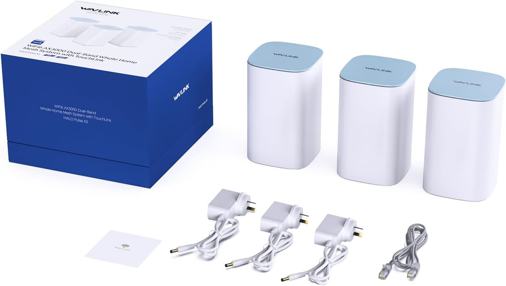 WAVLINK AX3000 WiFi 6 Mesh System 3 Pack - 2026 Latest, Up to 3.0 Gbps Speed & 7,300 Sq. Ft. Coverage, Replaces Wireless Router and WiFi Extender Signal Booster, Support Wired Backhaul, App Control