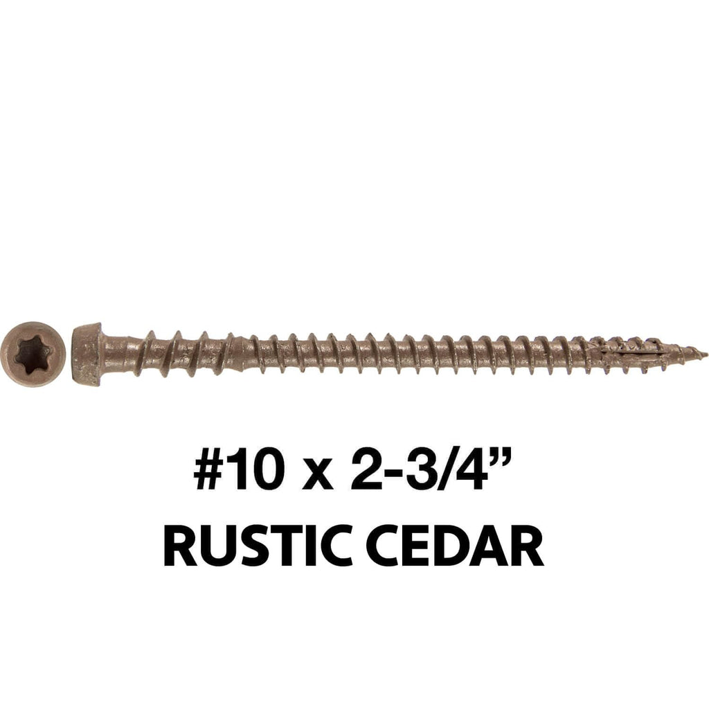 Jake Sales #10 x 2-3/4' Rustic Cedar Composite Decking Exterior Coated Wood Screw Torx/Star Drive Head - AQC Lumber Compatible (Full Box ~1,750 Screws)