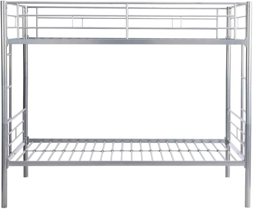 BUNK Bed Pink Twin Over Twin (Silver + Metal-1)