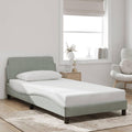 Light Gray Velvet Upholstered Bed Frame Single Size Modern Platform Bed with Ample Storage Space Sturdy Plywood Construction for Bedroom