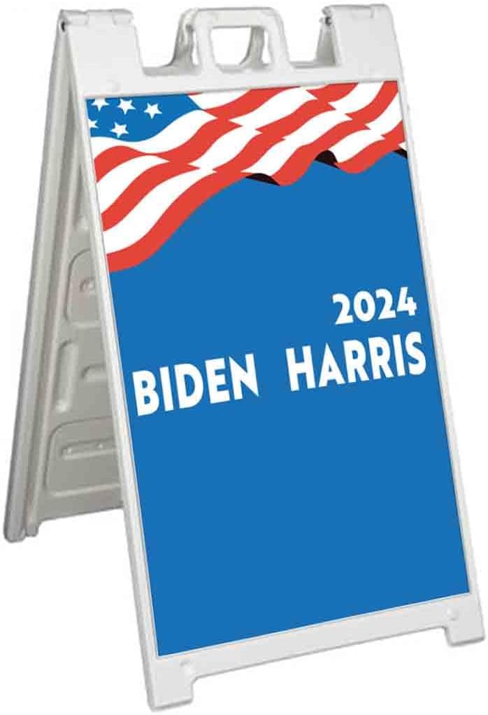 Biden Harris 2024 (24' X 36') Standard A-Frame Signicade, Includes Decal Applied to Stand | Election, Political, Democrat, Vote