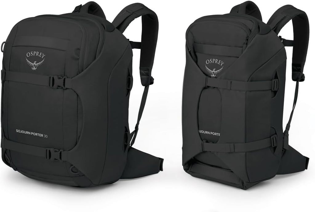 Osprey Sojourn Porter 30L Travel Backpack - Carry-On Compliant Luggage with StraightJacket Compression and Padded Laptop Sleeve - Durable Pack for International or Urban Travel, Black