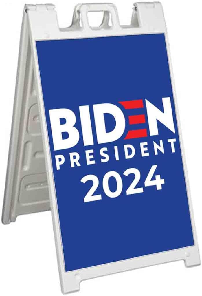 Biden 2024 (24' X 36') Standard A-Frame Signicade, Includes Decal Applied to Stand | Election, Political, Democrat, Vote