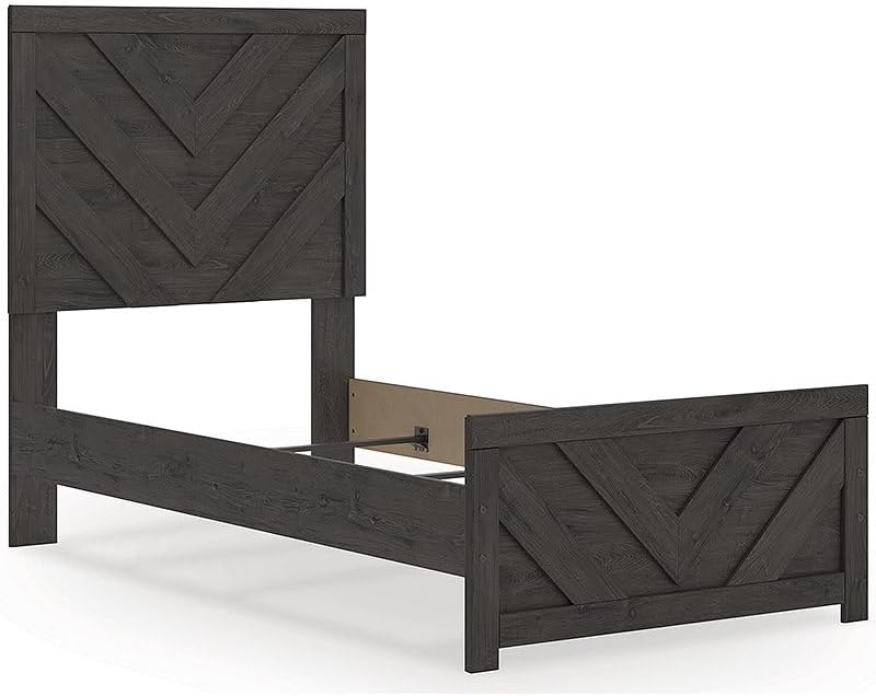 Signature Design by Ashley Prendonea Farmhouse Twin Panel Bed, Foundation or Box Spring Needed, Gray