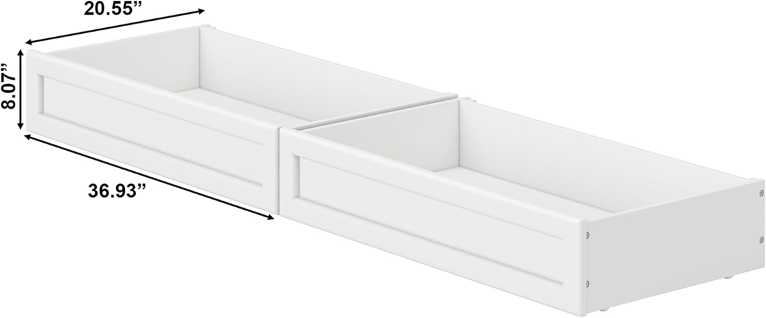 AFI, Mid-Century Modern Under Bed Storage Drawers, Twin/Full, White