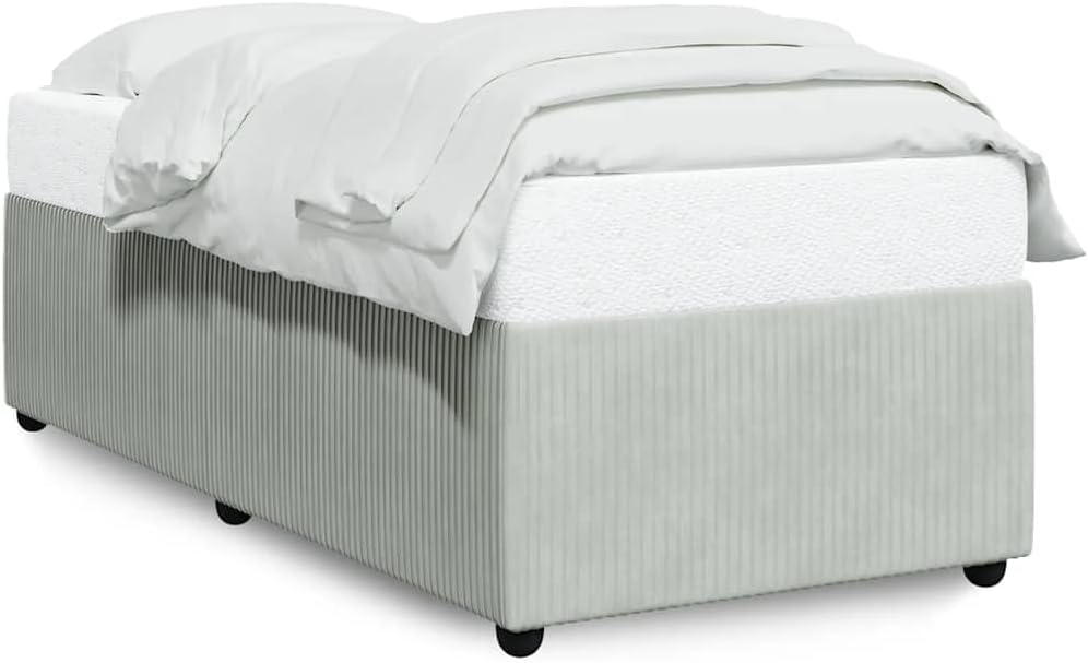 Light Grey Twin XL Velvet Bed Frame Modern Upholstered Platform Bed with Soft Fabric and Sturdy Plywood for Bedroom