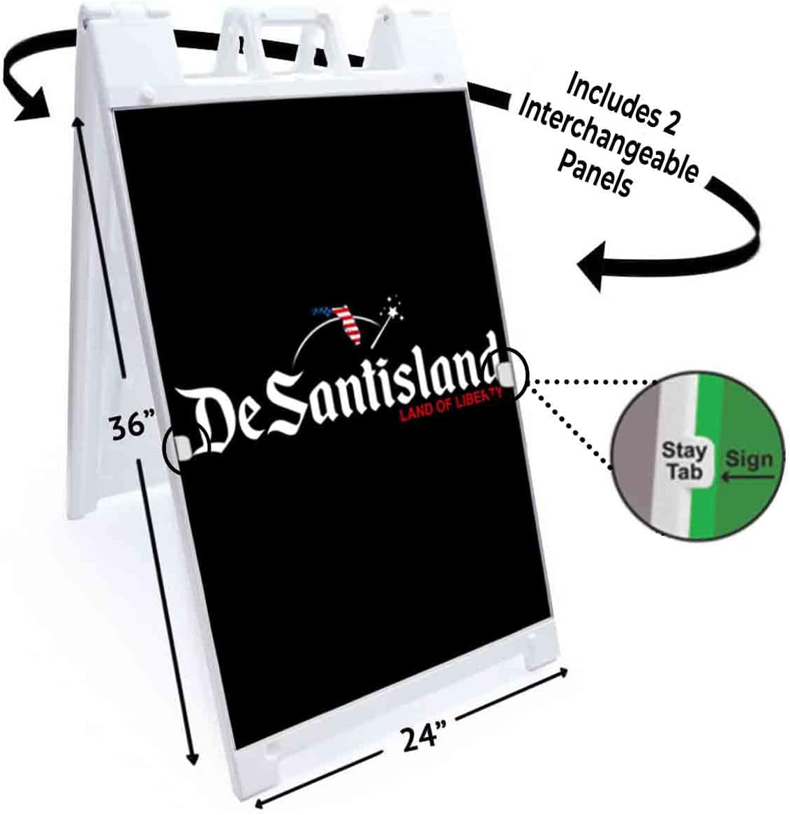 DeSantisland 2024 (24' X 36') Deluxe A-Frame Signicade, Includes 2 Removable Panels & Stand | Election, Political, Republican, Vote