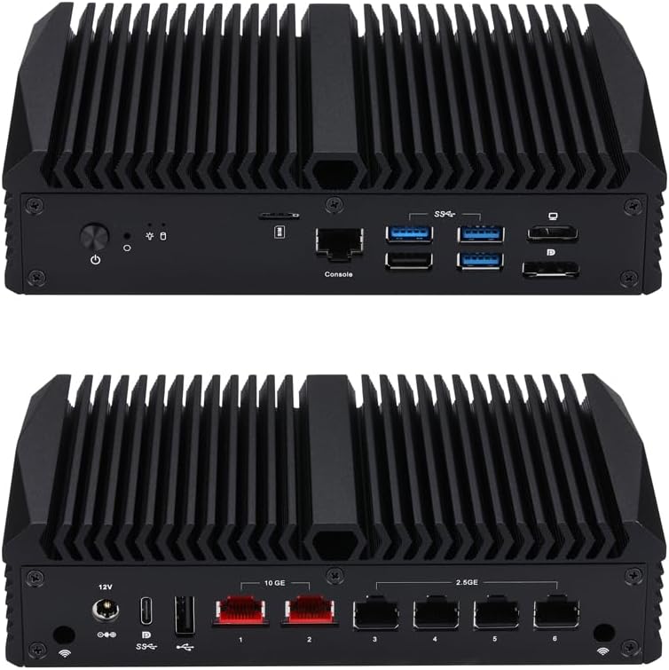 Qotom Mini PC Firewall Router Q10924H6 X7425E Processor 12W 8G DDR5 RAM 512G M.2 SSD -4x2.5 Gigabit LAN,2x10 Gigabit LAN,Used As A Router/Firewall/Proxy 24/7