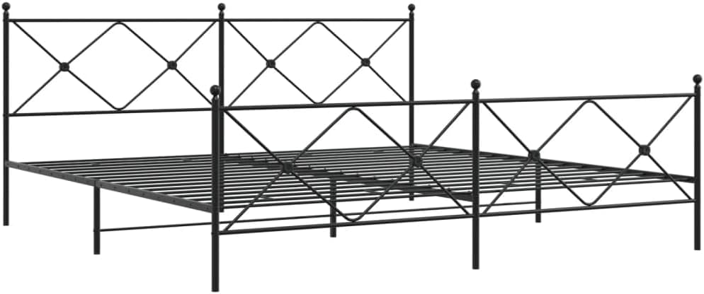 Black Steel Double Bed Frame Rectangular Metal Platform Bed with Under-Bed Storage and Sturdy Support, Chic Matte Black Finish for Modern Bedroom, Easy Assembly, Durable