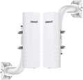 Wireless Bridge Outdoor with 2 Bracket: UeeVii CPE452 Point to Point 5.8G Long Range WiFi CPE - Work with Starlink- Extend Network to Shop Barn Garage, with 14DBi Antenna 24V PoE 2 LAN Port 2Pcs