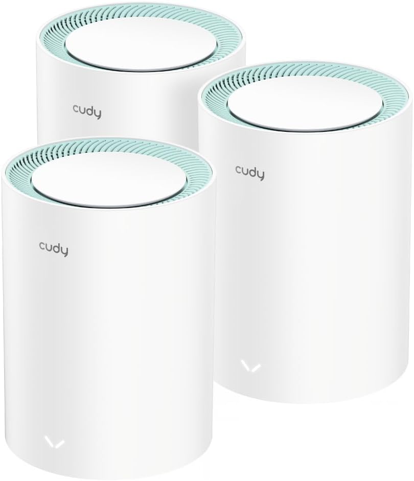 Cudy Dual Band AX1500 WiFi 6 Mesh Wi-Fi System, Replaces Routers and Extenders, Covers up to 2500 sq.ft., 3 Gigabit Ports per Unit, Supports Ethernet Backhaul, M1500 3-Pack
