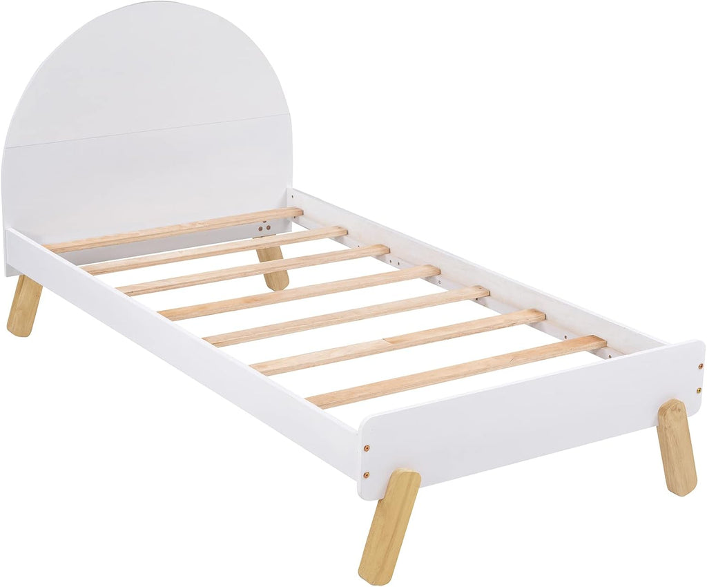 Generic 3 s Bedroom Sets Twin Size Platform Bed with Nightstand and Wardrobe,White+Pink