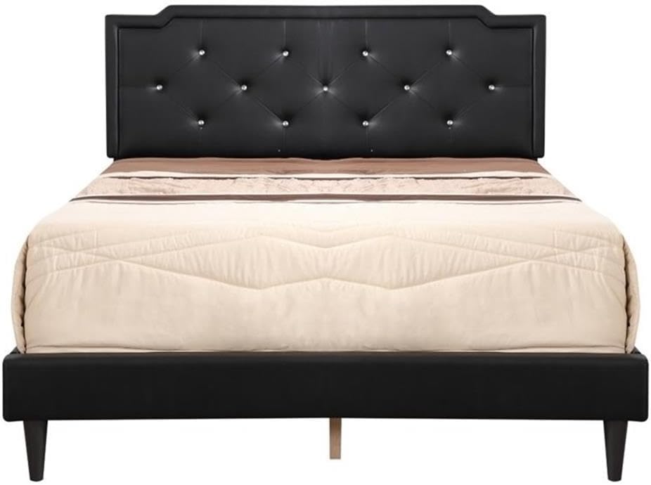 Glory Furniture Deb Velvet Upholstered Queen Bed in Black
