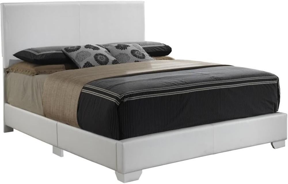 Glory Furniture Aaron Faux Leather Upholstered Queen Bed in White