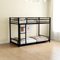 Twin Over Full Metal Bunk Bed, with Ladder & Full-Length Guardrail for Teens Adults, Noise Free (Black + Metal + Metal)