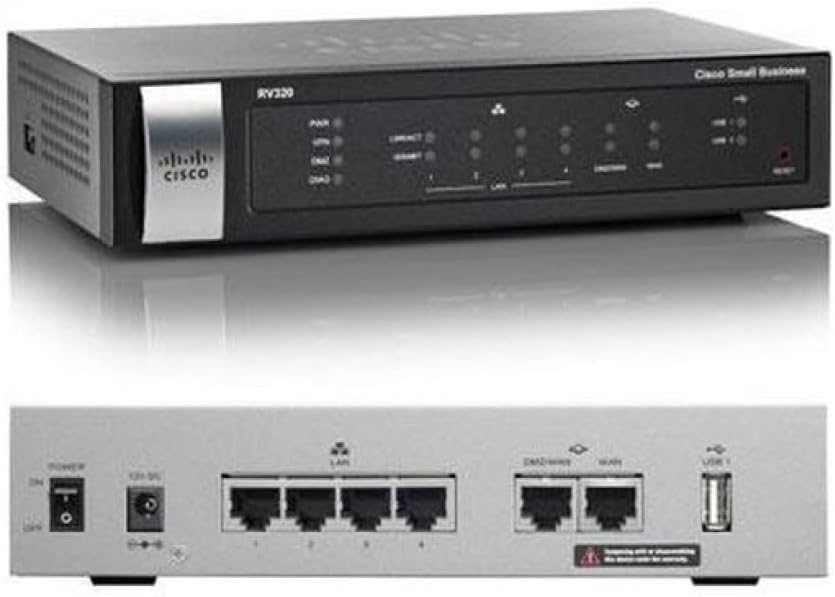 CISCO DESIGNED Rv320 Dual Wan VPN Router - 6 Ports - Desktop (Renewed)