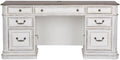 Liberty Furniture Magnolia Manor Credenza Desk for Home Office - Antique White & Weathered Bark