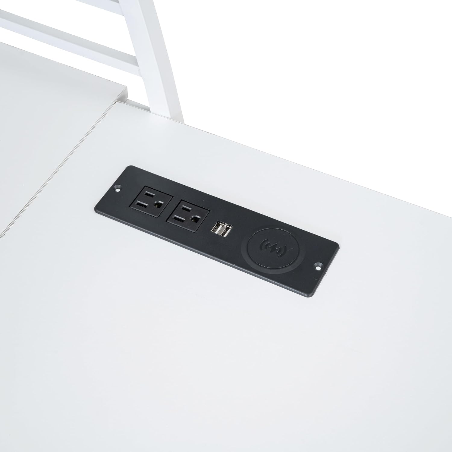 Metal Twin Size Loft Bed with 4 Layers of Shelves and L-Shaped Desk,a Set of Sockets, USB Ports and Wireless Charging,for Kids Teens Adults Bedroom (Twin, White@Charging)