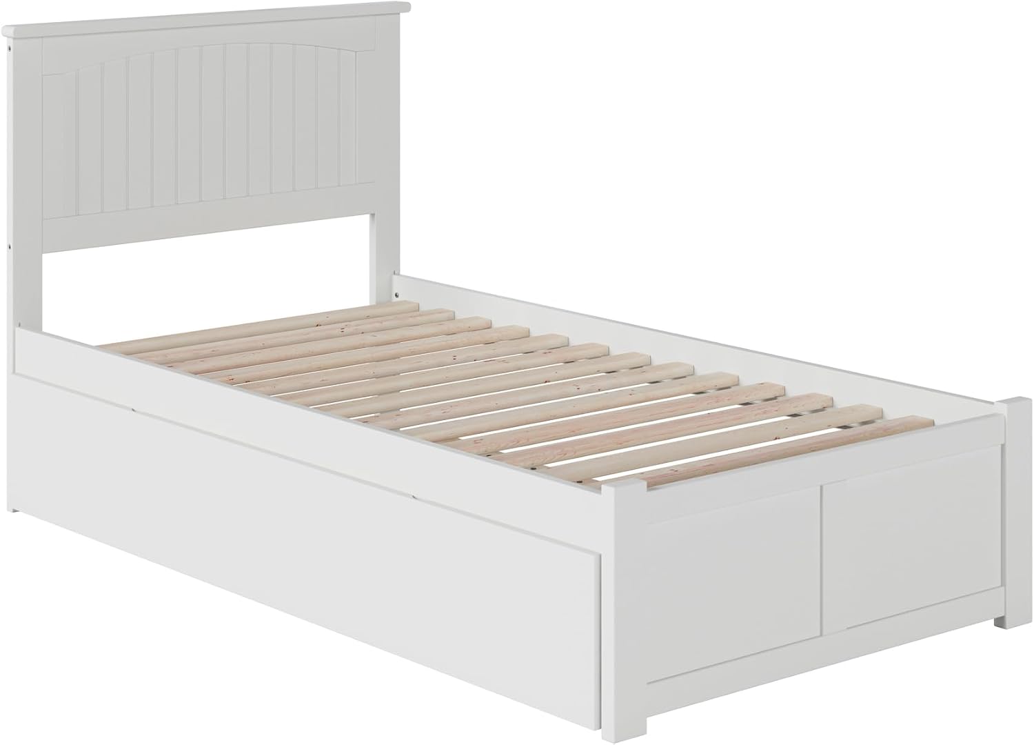 AFI, Nantucket Twin Platform Bed with Footboard & Twin Trundle, White