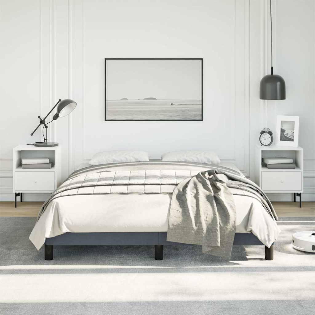 Full Upholstered Platform Bed Frame Dark Gray Velvet Modern Bedframe with Slatted Base No Box Spring Needed Sturdy Bedroom Furniture