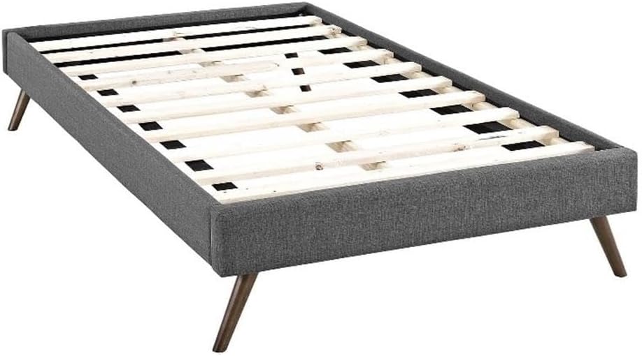 Pemberly Row Set of 2 Twin Bed Frame in Gray and Nightstand in Walnut/White