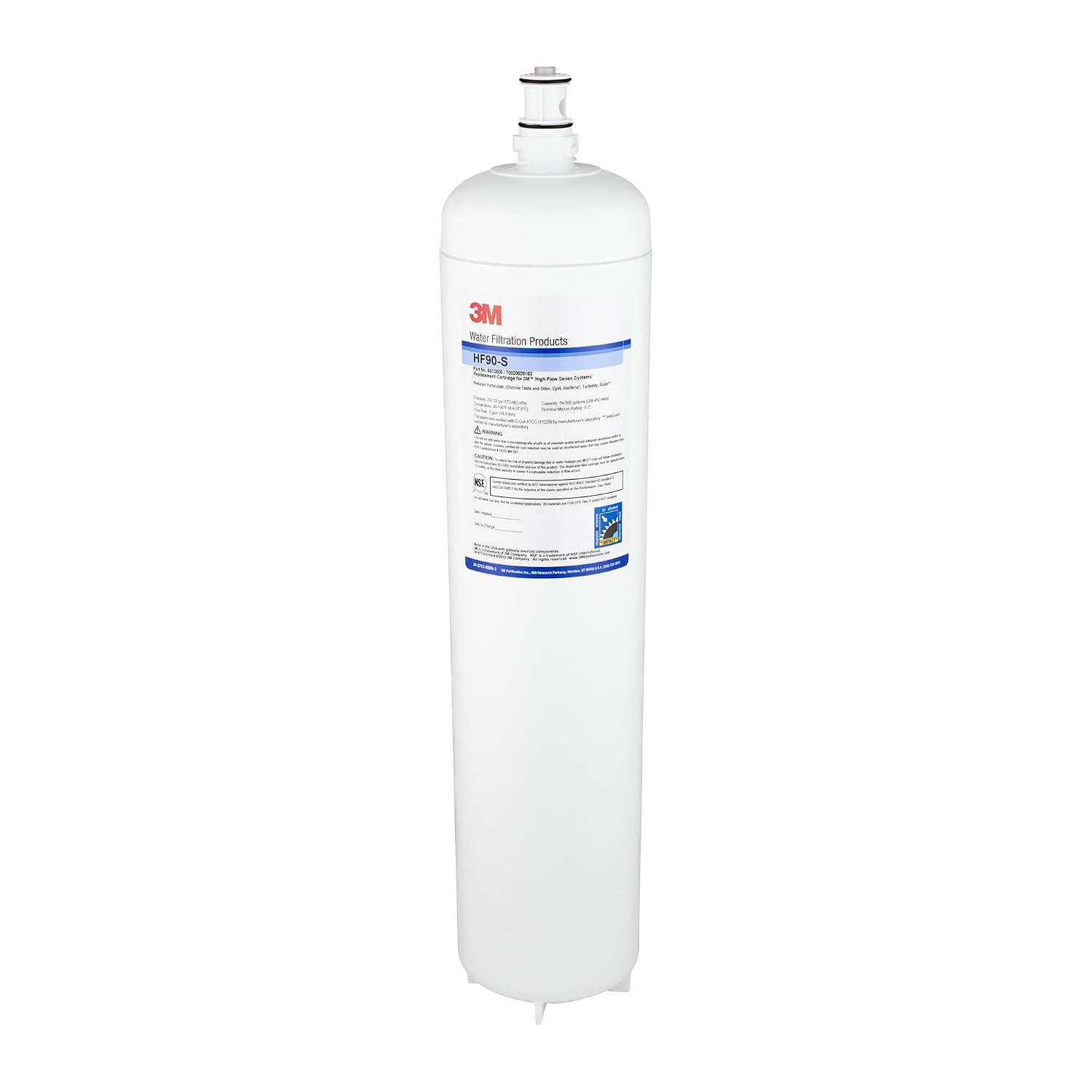 3M Water Filtration Products Replacement Cartridge for Commercial Ice Maker Machines HF90-S for High Flow Series ICE190-S, Reduces Cysts, Sediment, Chlorine Taste and Odor