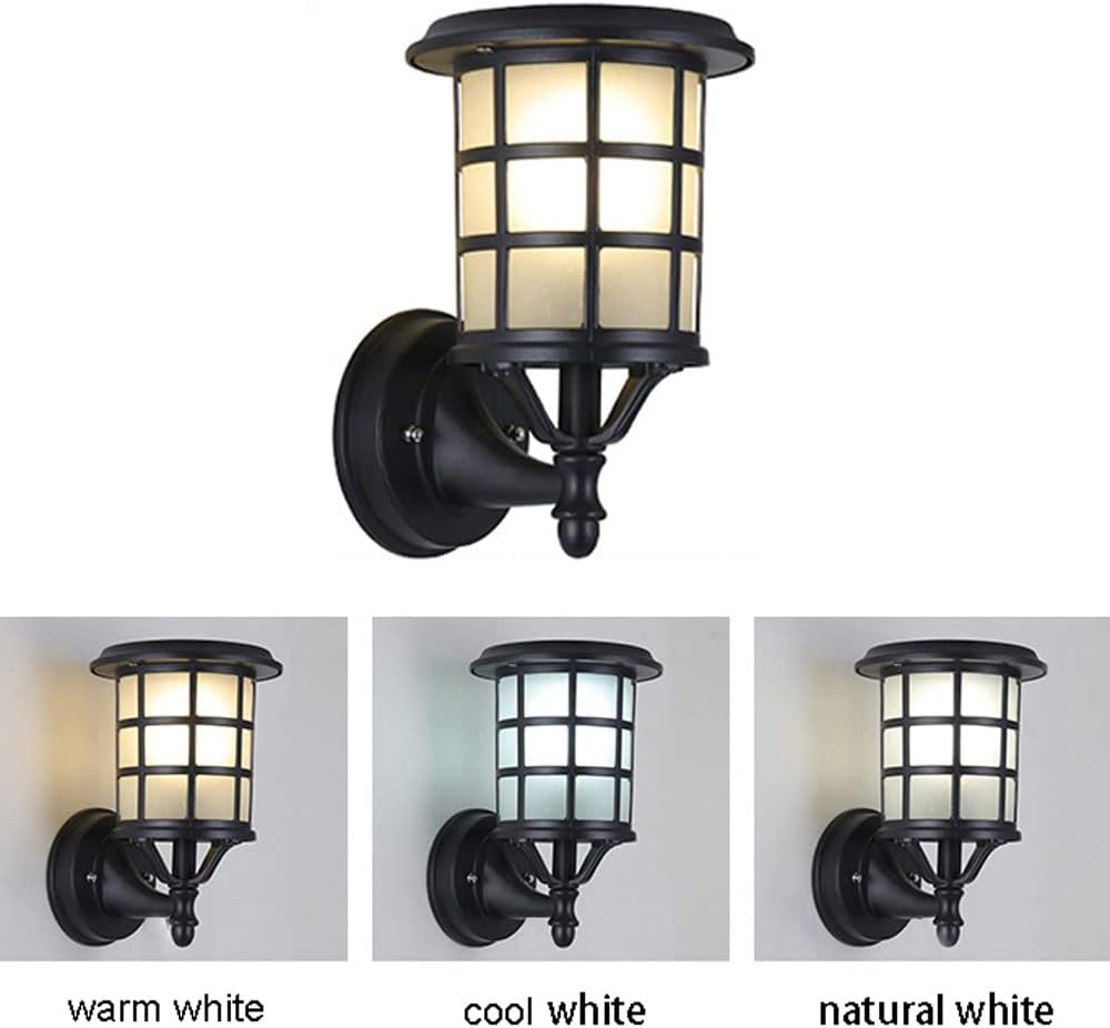Solar Outdoor Wall Lantern Victoria Outside Porch Light, Exterior Wall Sconce with Remote Control, IP65 Waterproof Wall Mounted Lamps for House Garage Garden