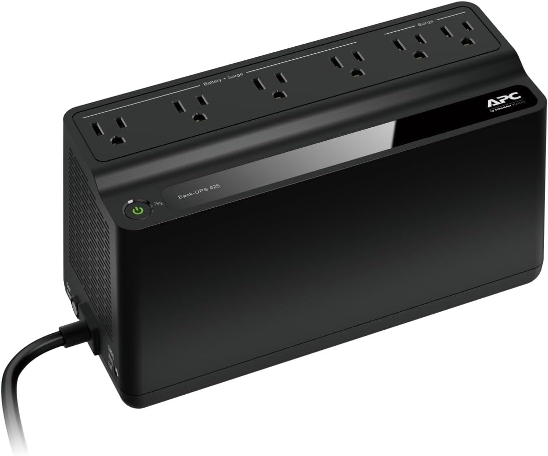 APC UPS Battery Backup Surge Protector, 425VA Backup Battery Power Supply, BE425M, Pack of 2