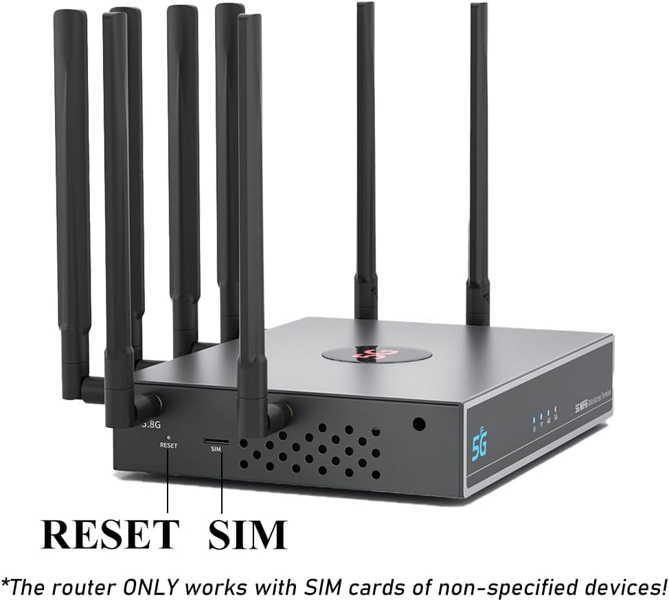 5G SIM Card Router CPE, WiFi 6 5G Cellular Modem Dual Band NSA SA with SIM Card Slot for Smarthome Office Indoor High Speeed Wireless Router