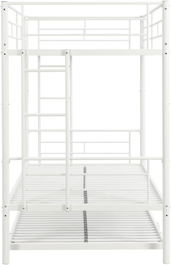 BUNK Bed Pink Twin Over Twin (White + Metal + Twin)
