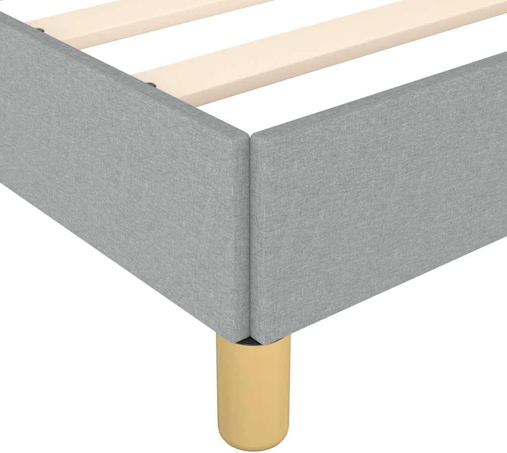 Full Bed Frame with Headboard Light Gray Fabric Platform Bed Frame No Box Spring Needed Sturdy Wood Slats Support Modern Bedframe for Bedroom Furniture
