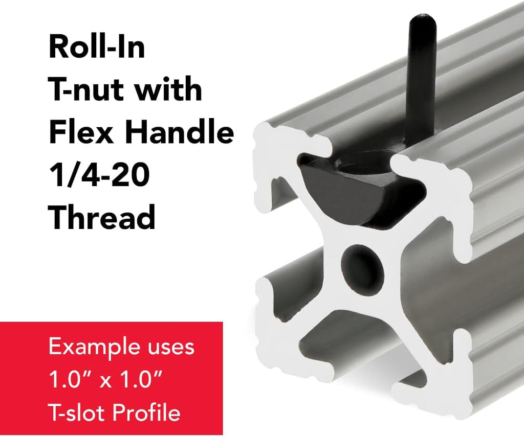 8020, 3376, 10 Series, 1/4-20 Steel Roll in T Nut with Flex Handle - T Slot T-Nut Accessories for T Slot Aluminum Extrusion - Hardware Nuts (1500 Pack)