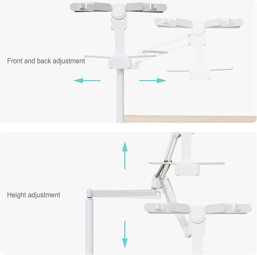Tablet Floor Stand Holder with Clip, Book Stand for Reading, Cantilever Light with Remote Control, T-Shaped Foldable Hands Free,2