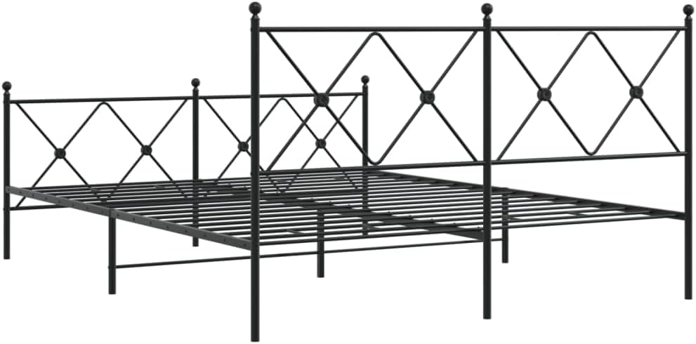 King Size Metal Bed Frame with Headboard and Footboard, Sturdy Steel Construction, Black Powder Coated Finish, Underbed Storage Space, Easy Assembly, Traditional Rectangular