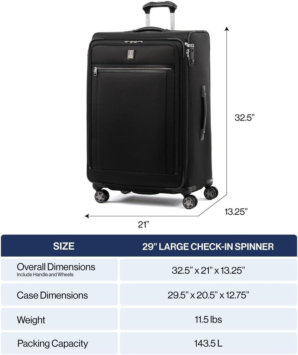Travelpro Platinum Elite Softside Expandable Checked Luggage, 8 Wheel Spinner Large Suitcase, TSA Lock, Men and Women, Metallic Sand, Checked Large 29-Inch
