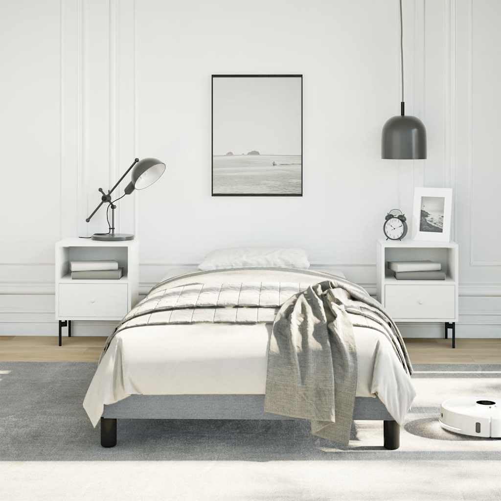 Light Grey Upholstered Twin XL Platform Bed Frame with Breathable Polyester Fabric and Sturdy Wood Construction for Modern Bedroom Guest Room or Dorm