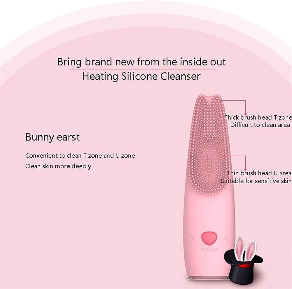 Soft Silicone Facial Cleansing Brush, Waterproof Electric Face Brush Skin Cleansing for Deep Cleansing, Gentle Exfoliating and Massaging, Pink