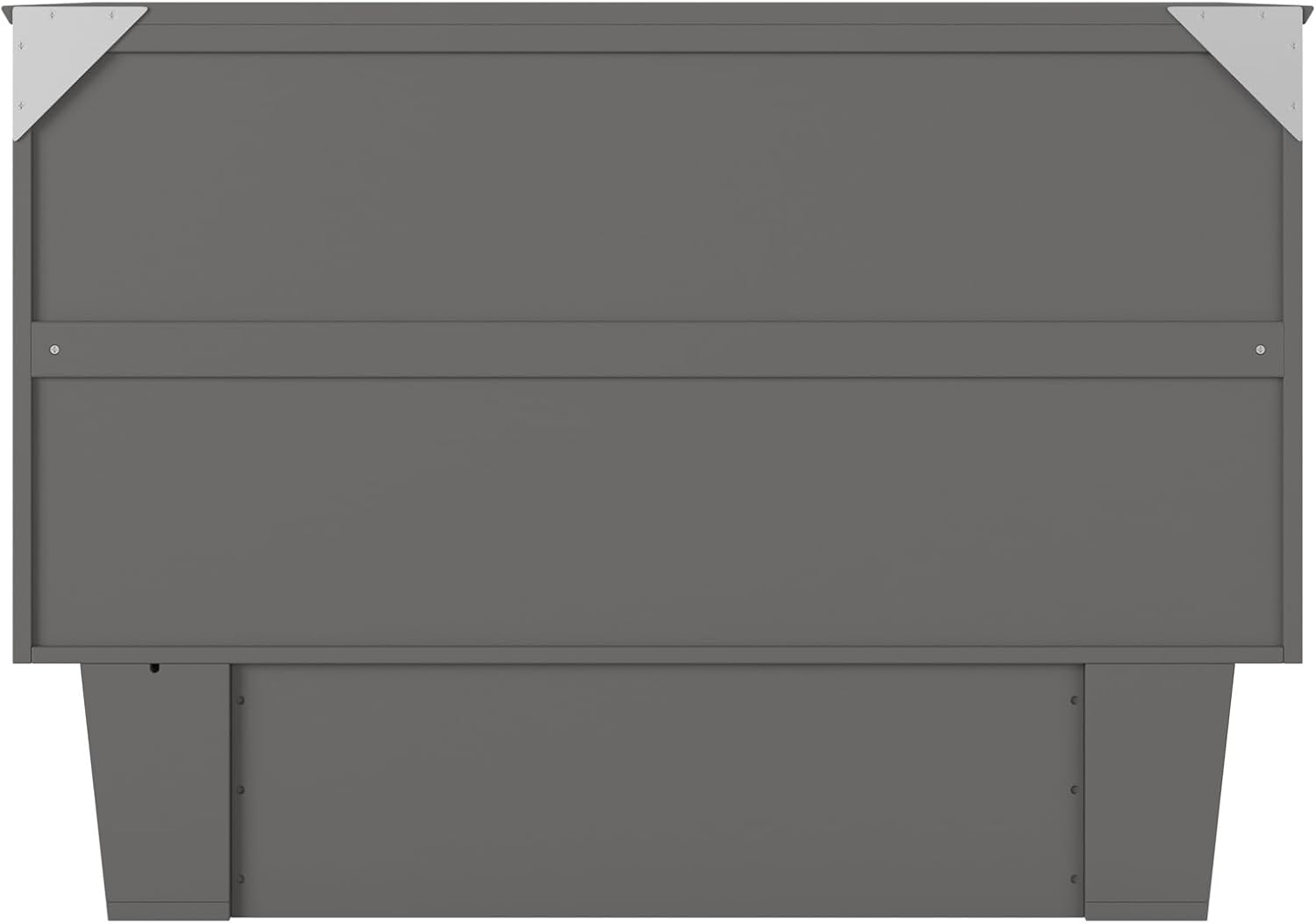 AFI, Monroe Full Murphy Bed Chest with 6' Mattress, Storage Drawer & Built-in USB Charger, Grey