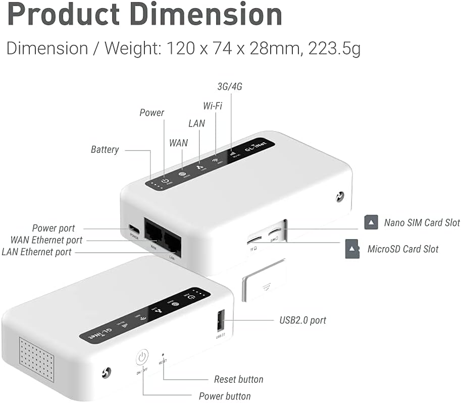 GL-XE300 (Puli) 4G LTE Industrial IoT Gateway, T-Mobile Only, Router/Access Point/Extender/WDS Mode, OpenWrt, 5000mAh Battery, OpenVPN Client, Remote SSH, WPA3, IPv6 (EP06A), North America only