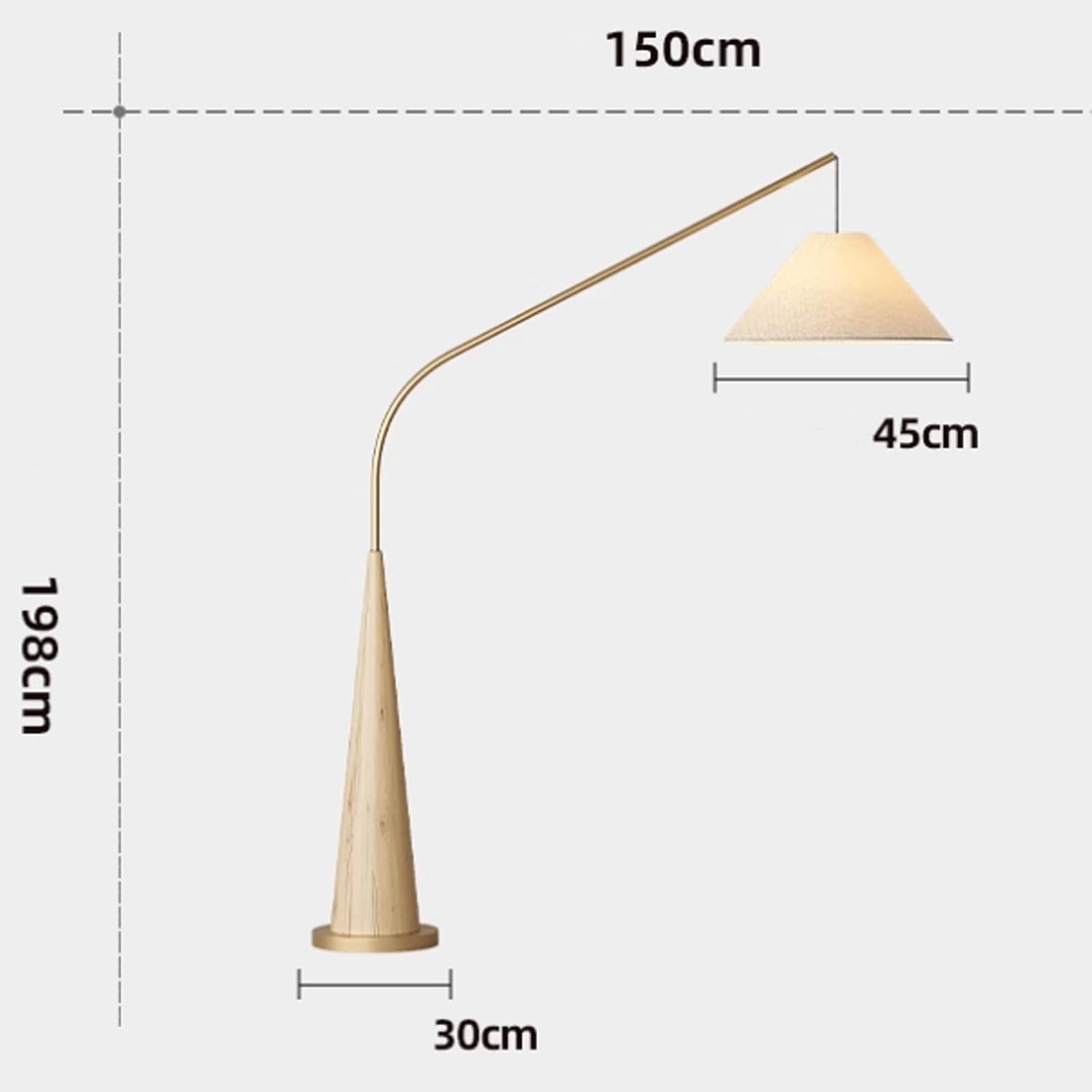 Mid Century Modern Arc Floor Lamp - Tall Standing Light with Fabric Shade for Living Room, Bedroom, Office - Stylish Arched Reading Light in Walnut Finish (Walnut)