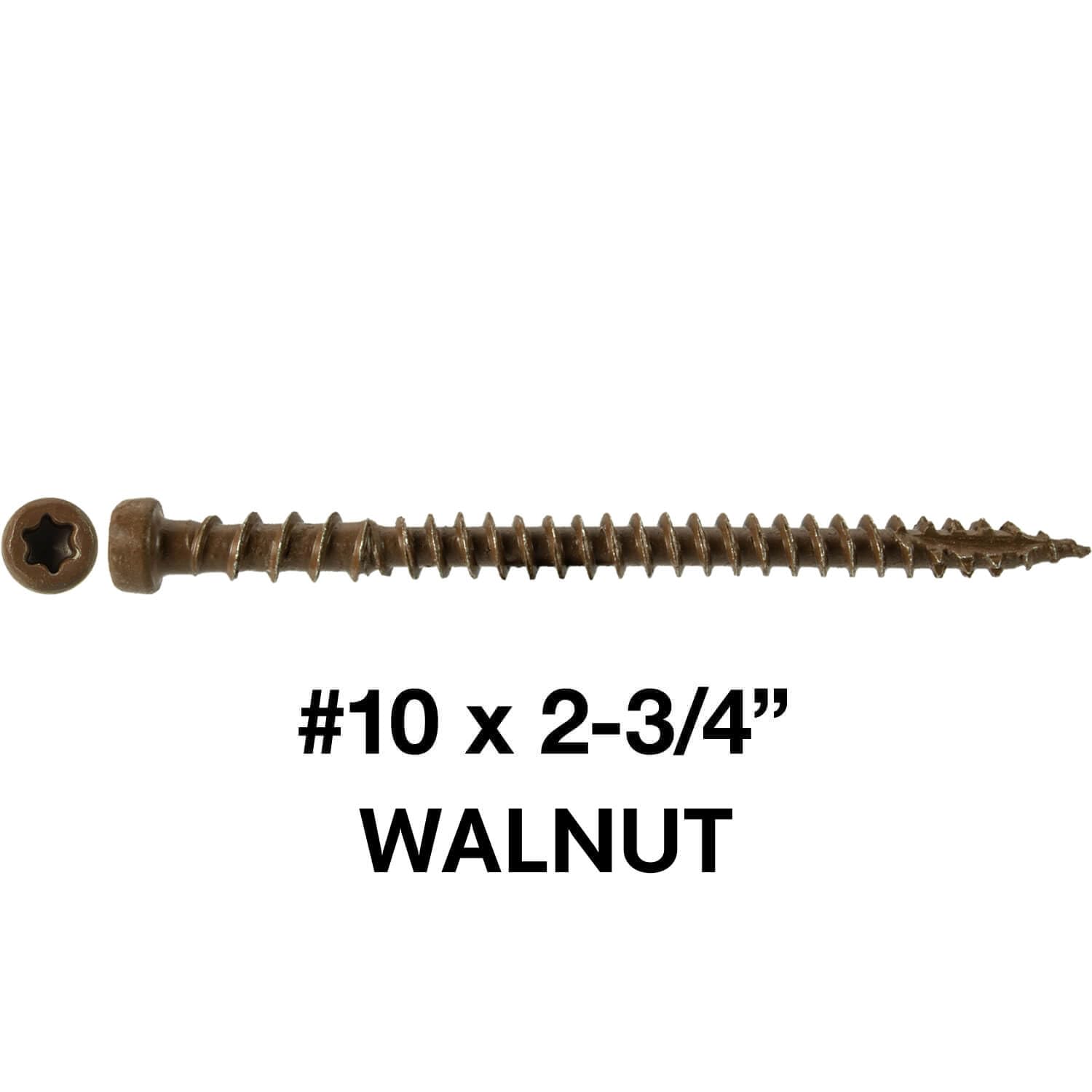 Jake Sales #10 x 2-3/4' Walnut Colored Composite Decking Wood Screw with Torx/Star Drive Head - Decking Exterior Coated - AQC Lumber Compatible Full Box ~1750 Screws