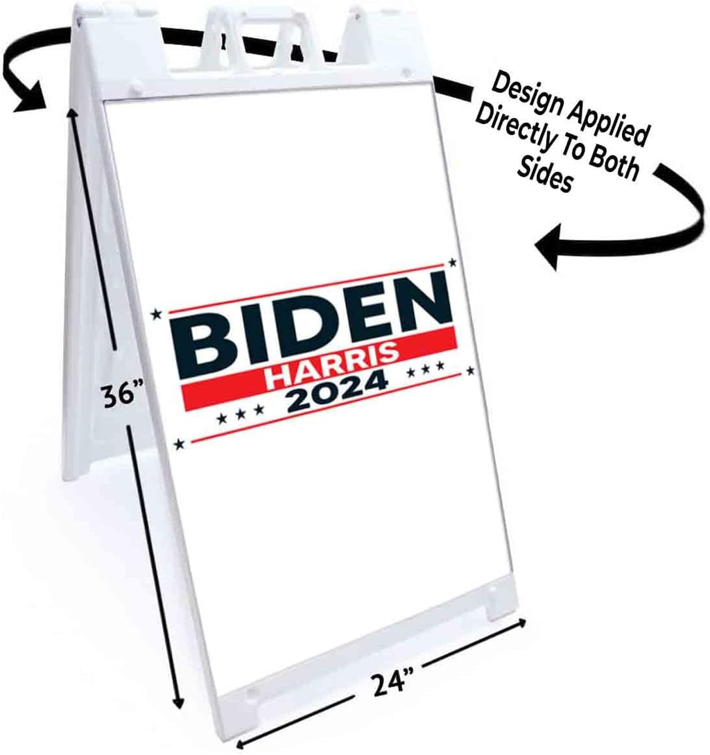 Biden Harris 2024 (24' X 36') Standard A-Frame Signicade, Includes Decal Applied to Stand | Election, Political, Democrat, Vote