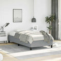 Twin XL Bed Frame Light Gray Polyester Upholstered Platform Bed with Sturdy Engineered Wood Construction for Modern Bedroom Furniture Adults and Teens