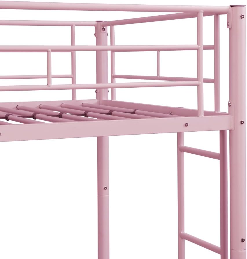 BUNK Bed Pink Twin Over Twin (Pink + Metal)
